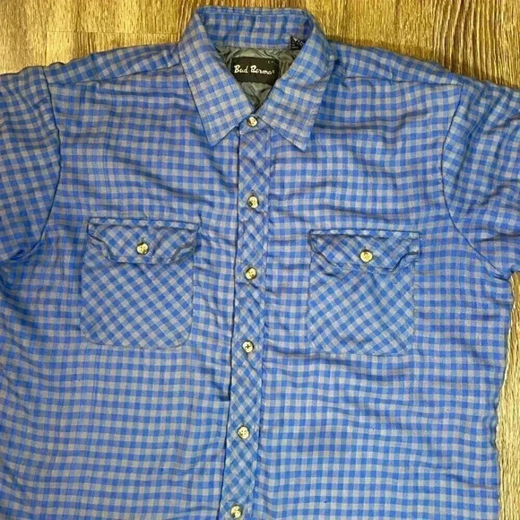 Mens Bud Berma Blue Quilted Flannel - L - Picture 3 of 9